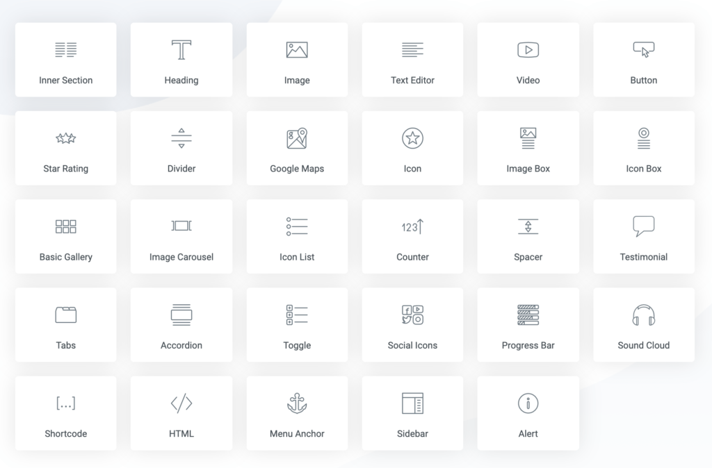 Elementor Widgets List