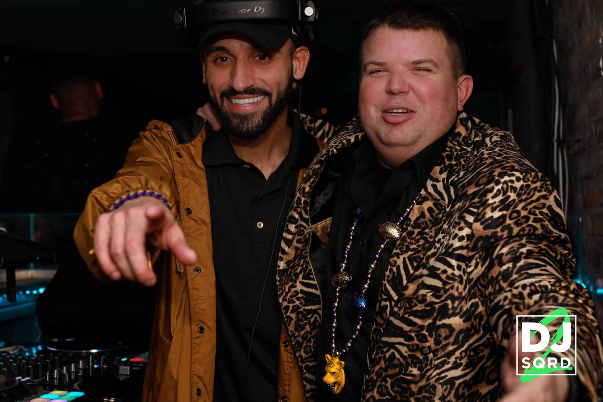 DJ SQRD with Cheetah Jacket Guy